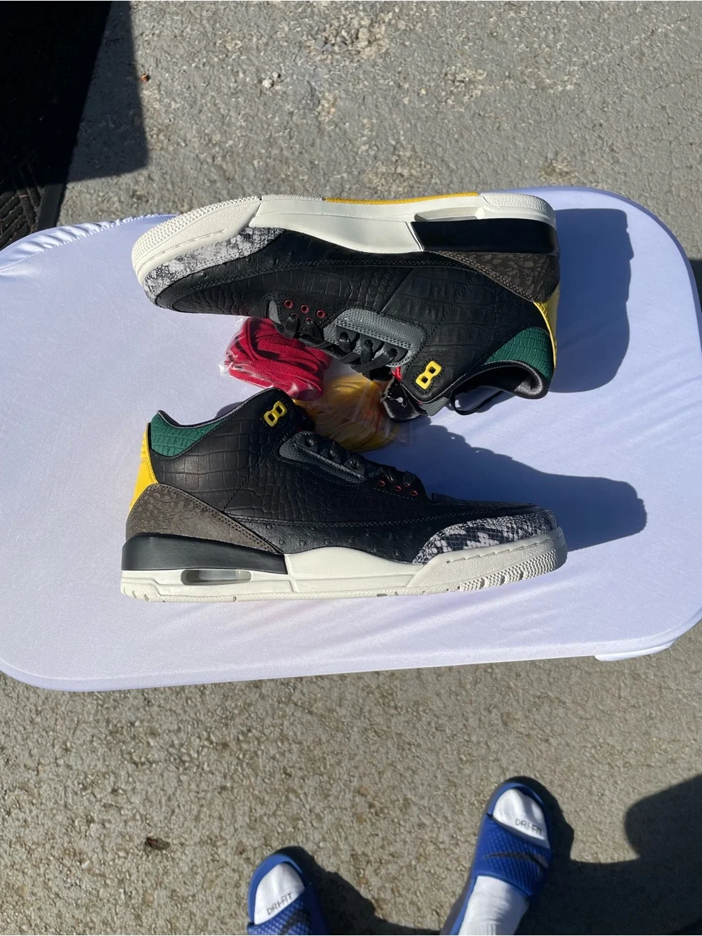 Jordan Men Sneakers Black with Green and Yellow Accents